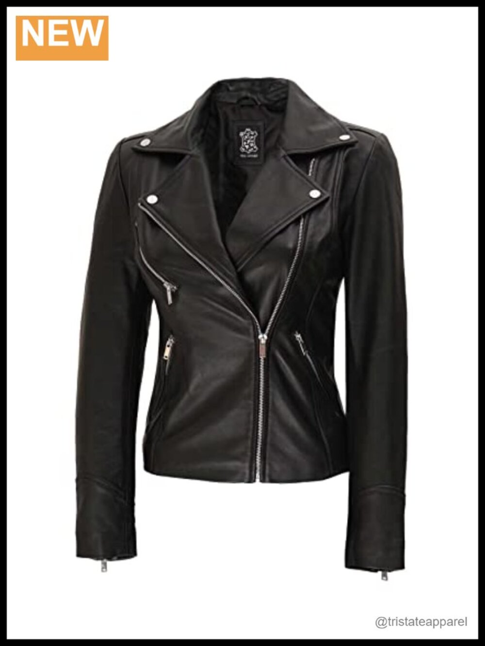 Women's Real Lambskin Leather Moto Jacket Asymmetrical Zip